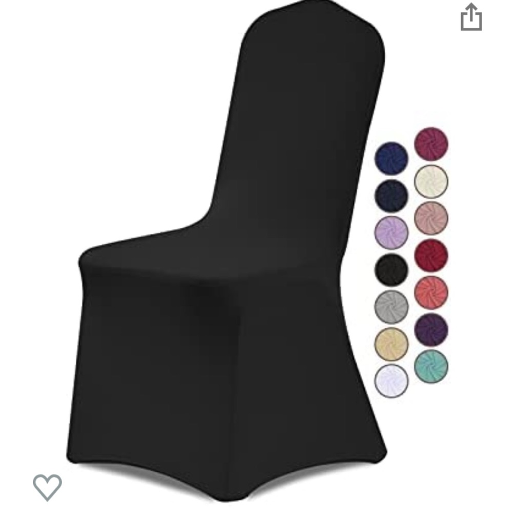 Black CWK Stretch Spandex Chair Cover Slipcover 10 Pcs Wrinkle & Stain Resistant